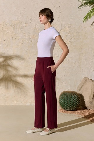 Aker Bordo Beli Lastikli Pijama Altı Bordo Bordo