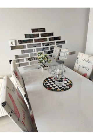 Tuğla Desenli Dekoratif Aynalı Gümüş Pleksi 10'lu