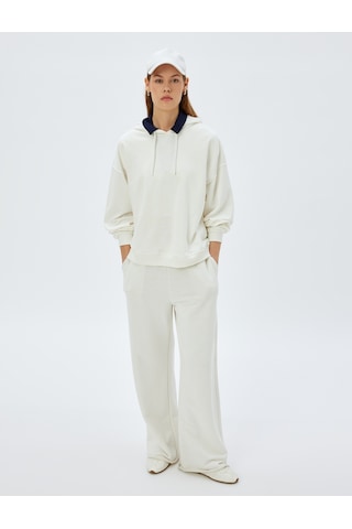 Koton Kapşonlu Sweatshirt Basic Uzun Kollu Üç İplik Pamuklu Beyaz 5wak10223ek Beyaz