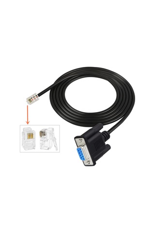 Db9 - Rj9 Adaptör Kablosu 4p4c Telefon Kristal Kafa Rs232 Bağlantı Kablosu, Uzunluk: 1.8m Siyah