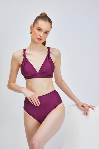 Too Salty Swimwear Kadın Toparlayıcı Yüksek Bel Arkadan Ayarlı Bikini Takımı 24s105st Mürdüm