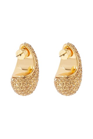 Pave Dome Earrings, Kristalli Kup Tarzı Küpe Altın