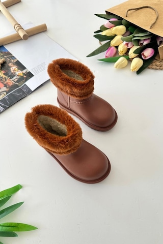 Miniğimin Cicileri Kürklü Renkli Yağmur Botu - Taba