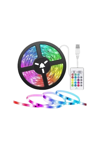 Kumandalı Rgb Şerit Led 5 Metre Renk Değiştiren Dekoratif Led Işık - Lisinya Çok Renkli