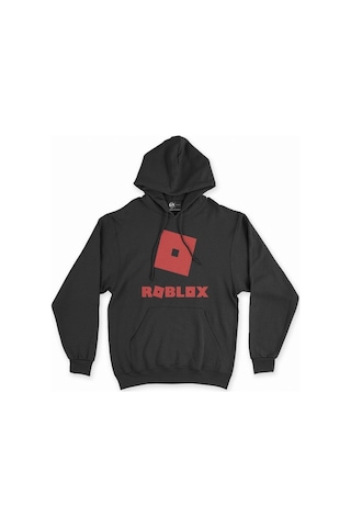 Cix Roblox Logolu Siyah Kapşonlu Sweatshirt Hoodie SIYAH