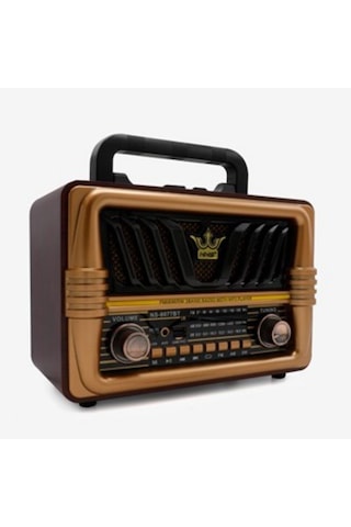 River World Ahşap Retro Tasarımlı Radyo Bluetooth Hoparlörlü Şarjlı Büyük Boy Telefon Tutma Saplı