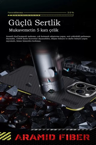 Joko Apple Uyumlu iPhone 15 Pro Max Kılıf Aramid 600d Kevlar Karbon Fiber Magsafe Kapak - Kırmızı Resimdeki