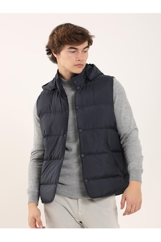 Dufy Lacivert Erkek Regular Fit Dik Yaka Yelek Mont - 96668 Lacivert