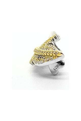 Oya Silver 24k Altın Kaplama Taşlı Gümüş Tüy Broş 3.5x1.3cm Kst1