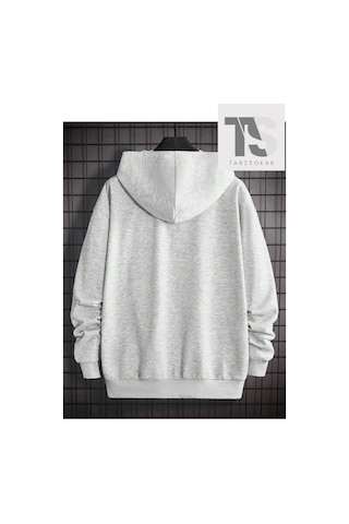 Tarzsokak Gül Sweatshirt Fermuarlı Hırka Gri