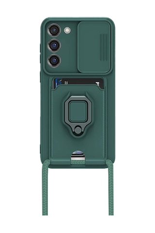 Samsung Galaxy Uyumlu S23 Plus Kılıf Zuma Kartvizitli Yüzüklü Silikon - Yeşil Çr