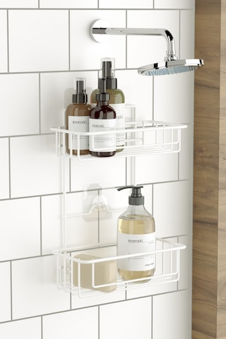 Teknotel Banyo Düzenleyici Şampuanlık 2 Katlı Yapışkanlı Banyo Duş Rafı Beyaz St256 Beyaz