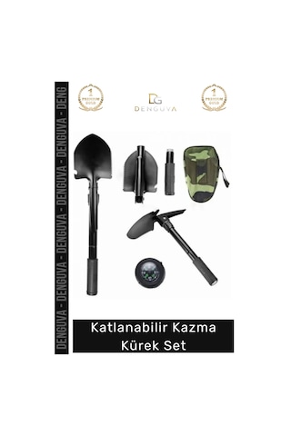 Kazmakürek Portatif Katlanabilir Kamp Doğa Tutkunları Çok Fonksiyonlu Tester Kazma Kürek Set