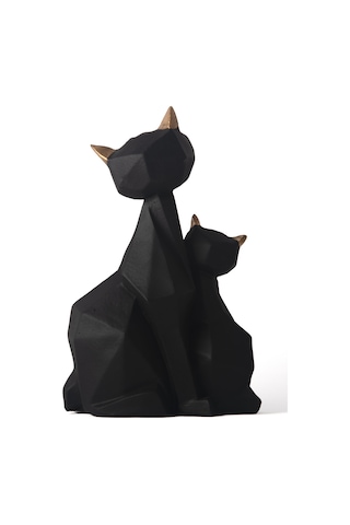 Modern Kübik Kedi Siyah Biblo