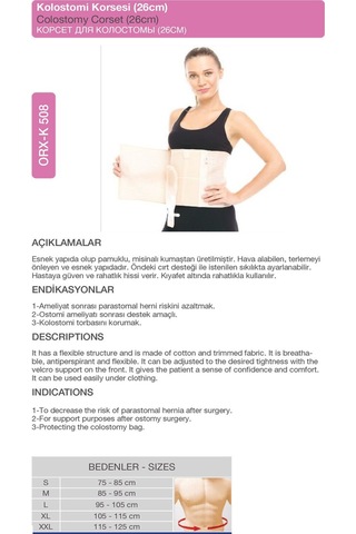 Kolostomi Korsesi 26 Cm Geniş Alanlı Medikal Karın Korsesi Orx -k508