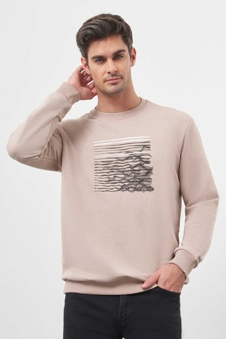Morven Erkek Taş Trend Bisiklet Yaka Sweat-shirt 25ks063006870 Taş Taş