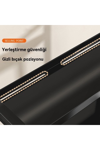 Lyon Mutfak Çok Fonksiyonlu Baharat Raf Yağtuz Sirke Biberlik Düzenleyici30cm Siyah