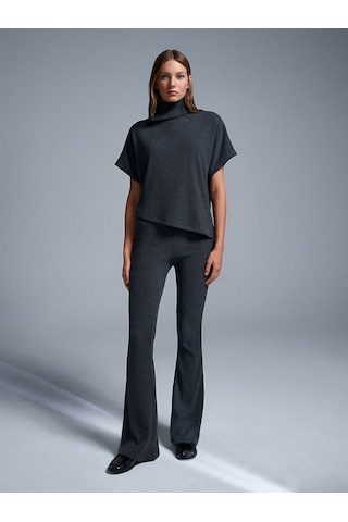 Dilvin 71910 Yüksek Bel Örme Pantolon-antrasit Antrasit
