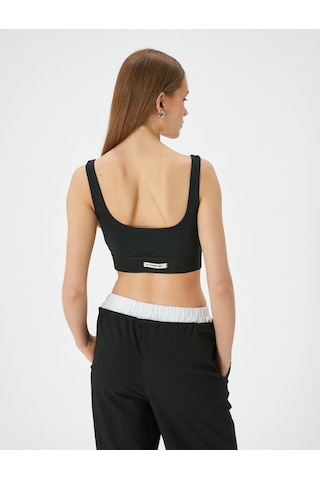 Koton Crop Atlet Kalın Askılı Kare Yaka Siyah 4sak10018pk