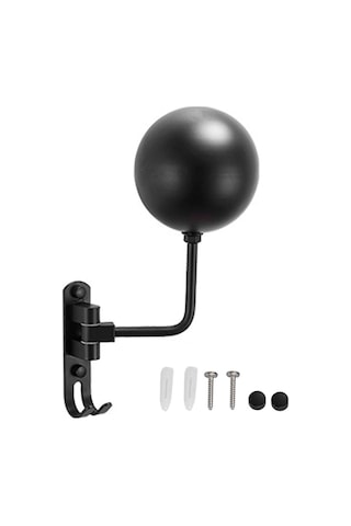 Ranyeek Duvar Tipi Çift Kanca Motosiklet Kask Tutucu - 180 Döner, Katlanabilir, Alüminyum Malzeme, Helmet Ve Giysi Saklama, Garaj/ofis Uygun Siyah