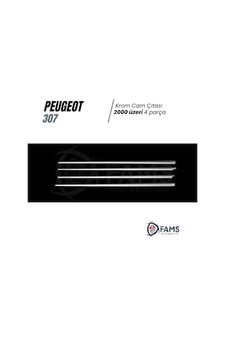 Peugeot 307 Hb Krom Cam Çıtası 4 Prç. 2000 Üzeri P. Çelik