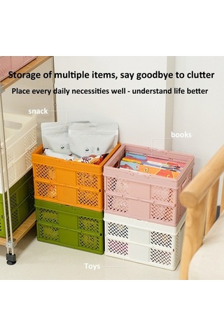 Tongxida Yeşil İstiflenebilir Katlanabilir Saklama Sepeti Ev Mutfak Kutusu Düzenleyici Saplı 24,4 X 18 X 1,4 Cm Yeşil