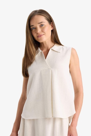 Defacto Regular Fit Polo Yaka Keten Karışımlı Kolsuz Bluz F0982ax25hser37 Ekru