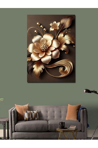 Kanvas Tablo Altın Çiçek Deseni 70cmx100cm