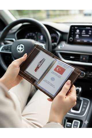 Otohousse Hakiki Deri Ruhsatlık Erkek Kadın Cüzdan Koyu Kahverengi