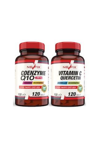 Nevfix Coenzyme Q10 200 Mg 120 Tablet Vitamin C Bromelian 120 Tab