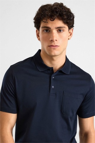 Süvari Lacivert Regular Düz Baskısız Düz Fermuarlı Polo Yaka Tişört Ts1014000442-m09