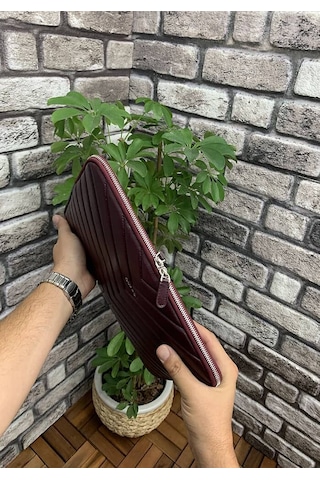 Guard Bordo Üçgen Desen Clutch Çanta