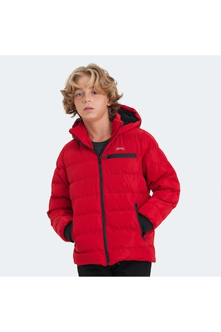 Slazenger CAPTAIN Çocuk Kapüşonlu Şişme Kırmızı Mont & Kaban