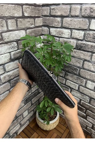 Guard Nakış Desenli Antrasit Clutch Çanta