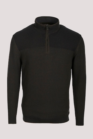 Erkek Triko Yarım Fermuarlı Triko Haki Slim Fit Desenli Pamuklu Knitwear Ncs Jeans 3709 Haki