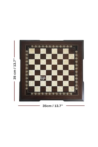 Flat Ayaklı Ahşap Satranç Tablası Küçük Ceviz 35x35cm