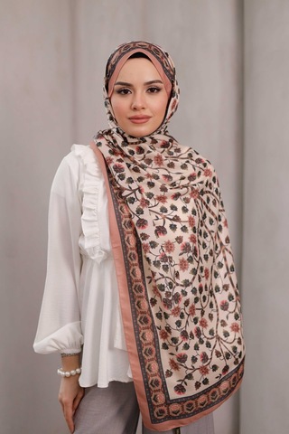 Mimiyum Alya Desen Soft Şal Somon