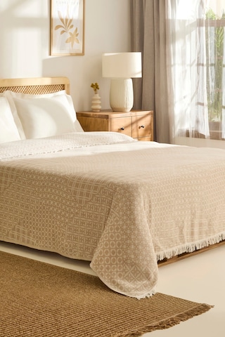 Kaşmir Home Favlo Çift Kişilik Jakar Muslin Pike Bej Bej