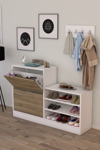 Anatolia 2 Kapak Kayar Raflı Ayakkabılık Çam Çam