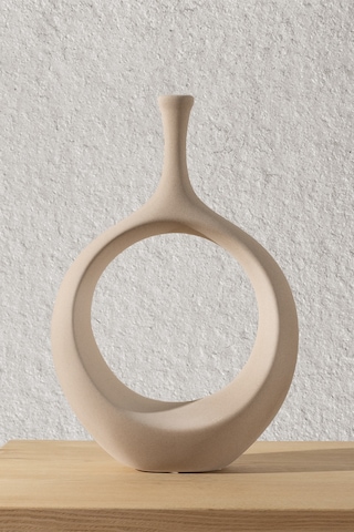 Koza Home Galante Özel Taş Doku Vizon İskandinav Seramik Vazo 10x30x35cm 62 Standart