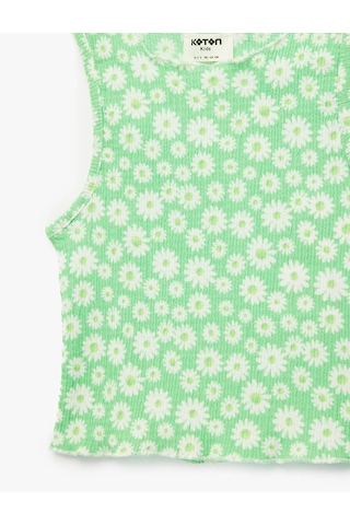 Koton Çiçekli Crop Yeşil Kız Çocuk Bluz 6skg60076ak Yeşil