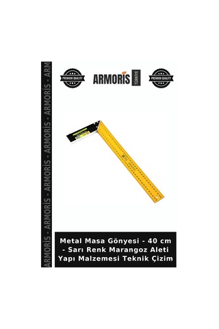 Metal Masa Gönyesi - 40 Cm - Sarı Renk Marangoz Aleti Yapı Malzemesi Teknik Çizim