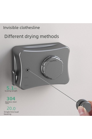 Geeroyoo Gizli Uzayabilir Çamaşır İpi - Evde/bd/ Balkon Kullanıma Uygun, Delme Yok, Çelik-plastik Konstruksiyeli, 5.1m Beyaz İki Kullanıma Elverişli Diğer