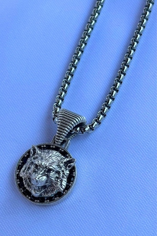 Kurt El İşçiliği Paslanmaz Çelik Zincir Erkek Kolye Gümüş