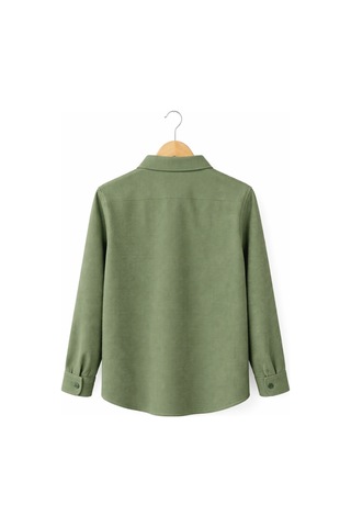 Ahengim Erkek Çocuk Modern Kesim Beyaz Polyester Basic Gömlek Ak8789 Yeşil