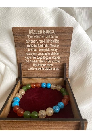 8mm İkizler Burcu Doğal Taş Bileklik Çok Renkli