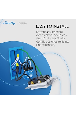 Shelly 1 Gen3 / Wlan Akıllı Şalter Rölesi, Kuru Kontaklı, Işık Şalteri, Ev Otomasyonu, Alexa Ve Google Home İle