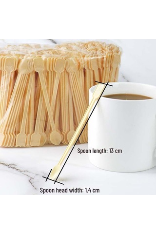 "sarı Gıda Sınıfı Tek Kullanımlık Kahve Karıştırma Kaşığı - Uzun Saplı, Küçük Tadım Kaşığı" Sarı