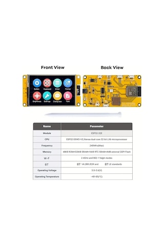 8.89cm Esp32 Geliştirme Tahtası, 2.8/3.2/3.5/4 İnç Lcd Lvgl Akıllı Ekran Tft Modülü İle Dokunmatik Wroom