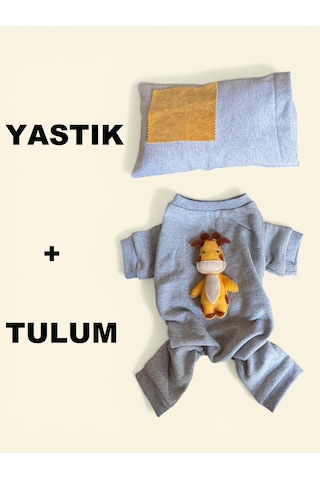 Sevimli Zürafa Köpek Uyku Seti Penye Köpek Tulum Ve Mini Yastık Takımı Pamuklu Tüy Dökülmesini Azaltır